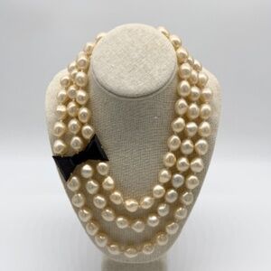 Kate Spade New York "BLACK TIE OPTIONAL" Triple Strand Pearl Statement Necklace